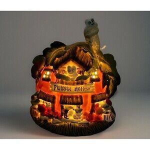 Vintage “PUMPKIN HOLLOW” Light Up Halloween Village Ceramic House W/ Box & Cord